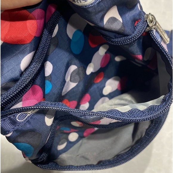 LeSportsac Crossbody Bag 3 Zip Navy Blue Polka Dot ⭐️⭐️⭐️⭐️ - Picture 15 of 15